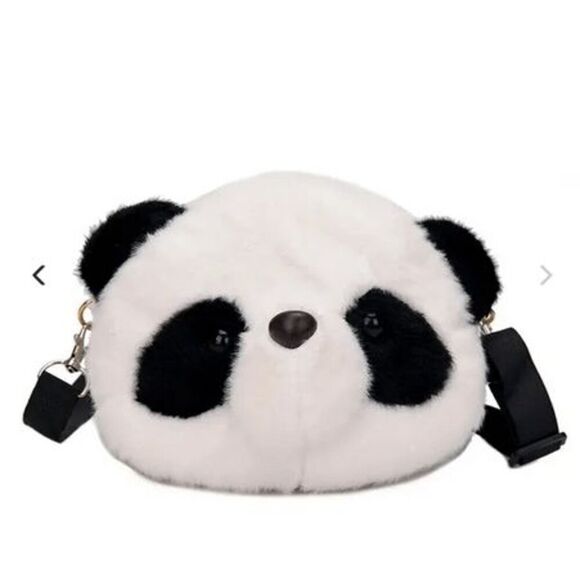 Fluffy Panda Head Purse - 7"x 7" - Picture 1 of 4